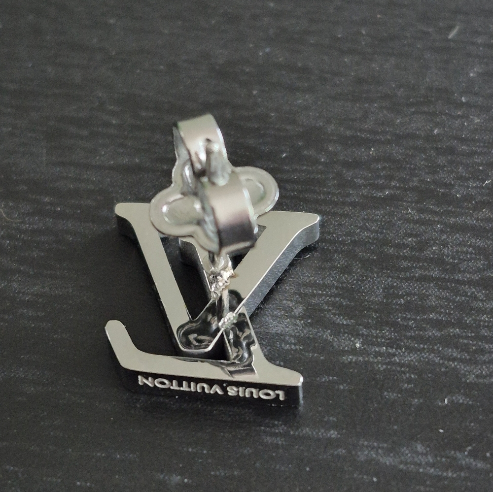 Silver LV Logo Earrings - Picture 5 of 5